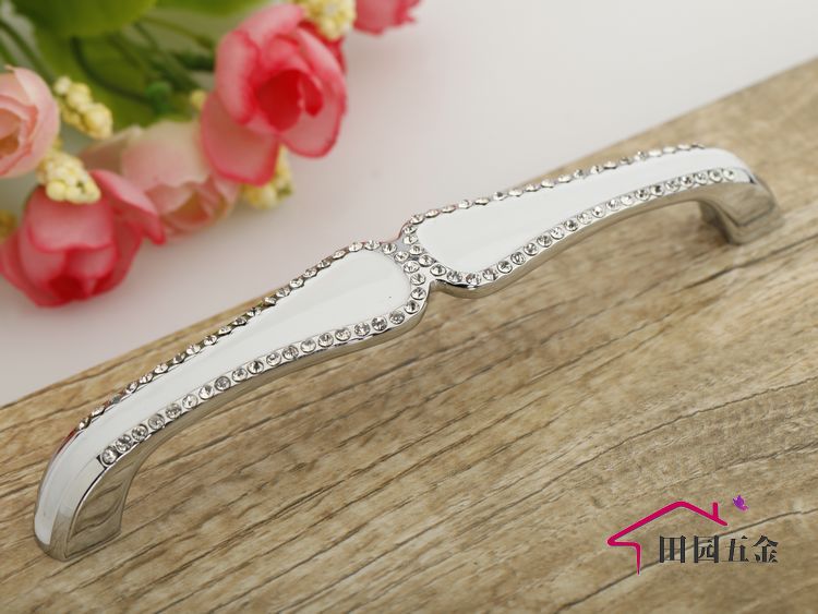 8562-96 96mm hole distance white antiqued crystal handles with diamond for drawer/wardrobe