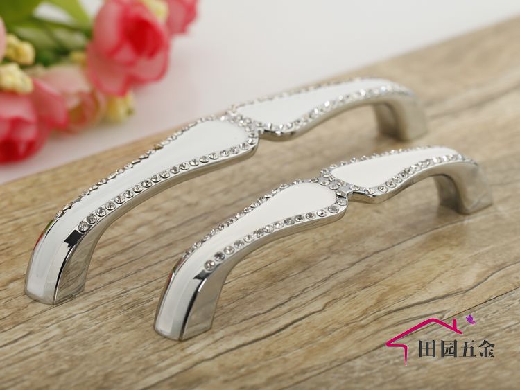 8562-96 96mm hole distance white antiqued crystal handles with diamond for drawer/wardrobe