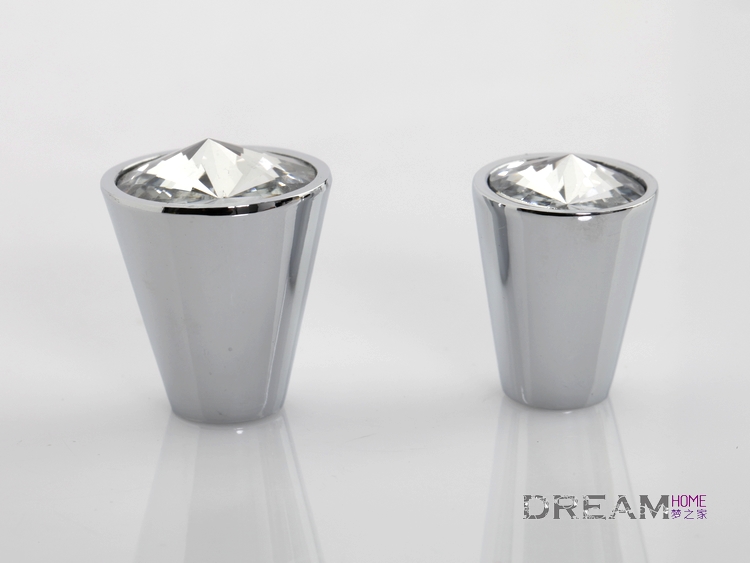 8568-large single hole round silver and chrome crystal knobs with diamond for drawer/cabinet