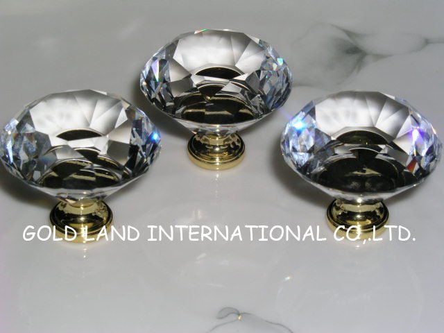 D38mmxH32mm Free shipping Golden base crystal furniture cabinet knob