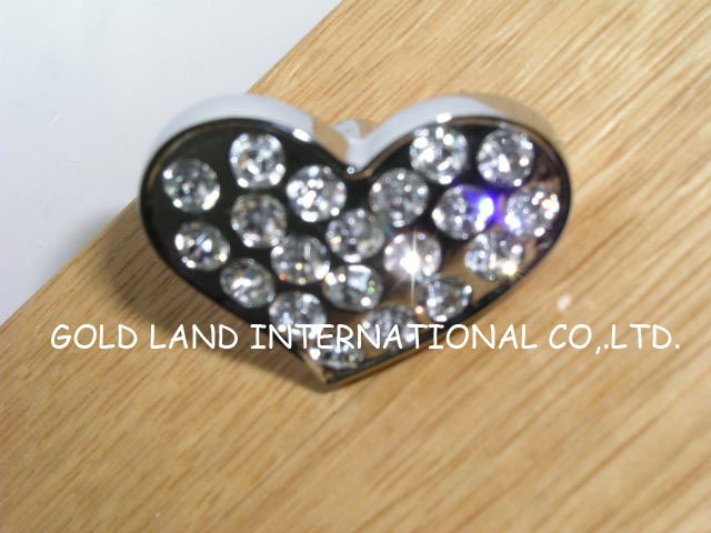 D36mmxH26mm Free shipping heart New style crystal and zinc alloy cabinet door drawer knob&crystal knobs