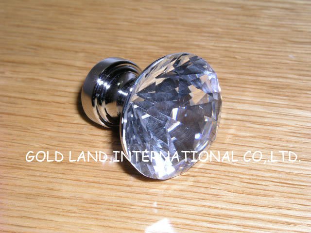 D30mm 50pcs/lot Free shipping K9 crystal glass diamond cabinet cupboard door knob/furniture konb