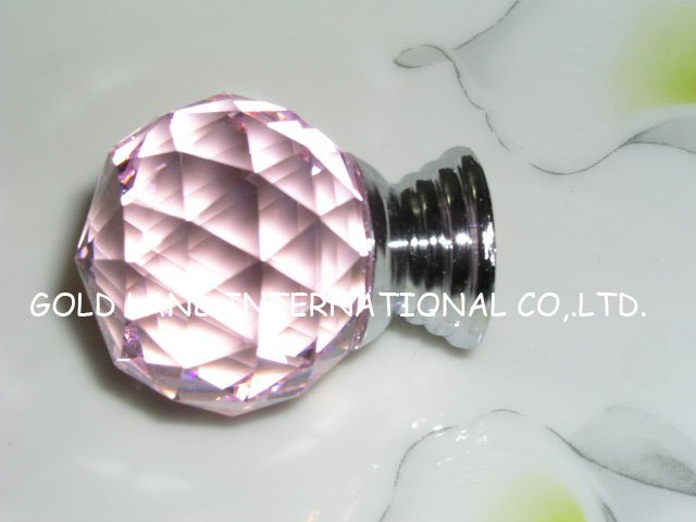 D30mm Free shipping pink crystal furniture knob crystal cabinet drawer knob/cabinet bathroom cupboard drawer door knob