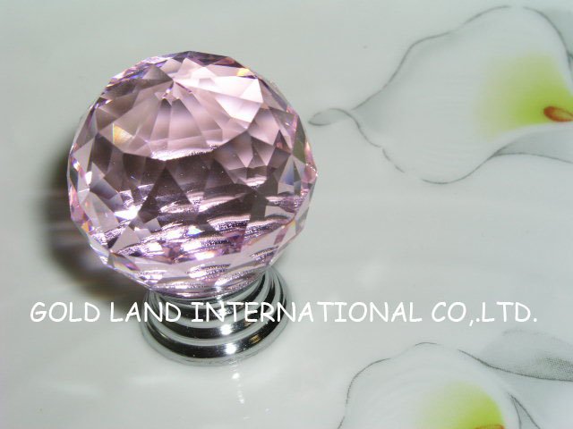 D20mm Free shipping pink crystal kitchen knob/cabinet handles and knobs
