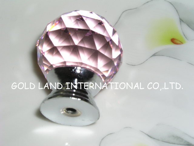 D30mm Free shipping pink crystal furniture knob crystal cabinet drawer knob/cabinet bathroom cupboard drawer door knob