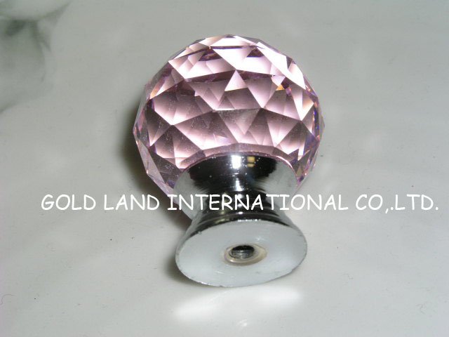 D40mm Free shipping pink crystal kitchen cabinet knobs/ crystal + zinc alloy fashionable european cupboard door drawer knob