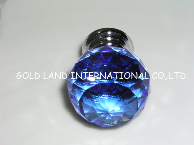 D30mm Free shipping blue crystal glass zinc alloy kitchen cabinet and furniture door knobs/cabinet door drawer knob