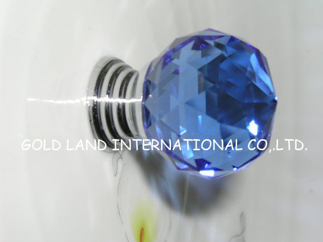 D40mm Free shipping blue crystal glass kitchen cabinet knobs /hottest-selling cabinet knob