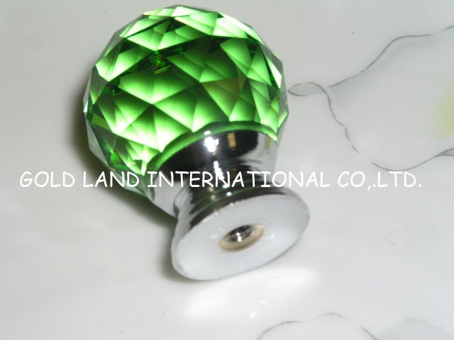 D35mm Free shipping green crystal glass furniture handles and knobs/decorative dresser knobs