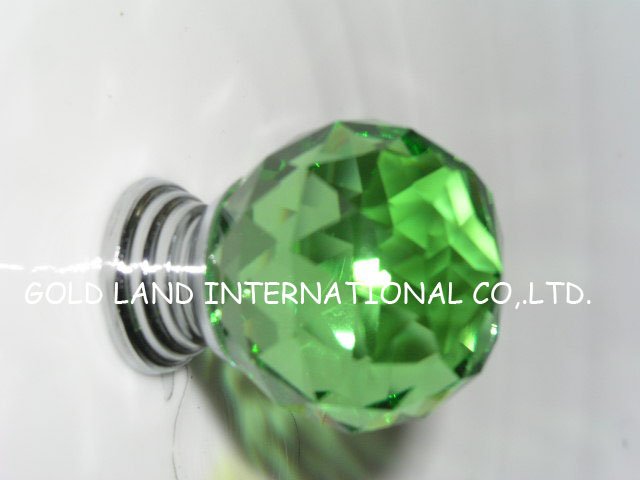 D20mm Free shiping green crystal glass cabinet door knob/ cabinet handle and knobs