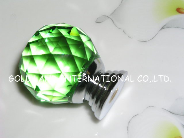 D35mm Free shipping green crystal glass furniture handles and knobs/decorative dresser knobs