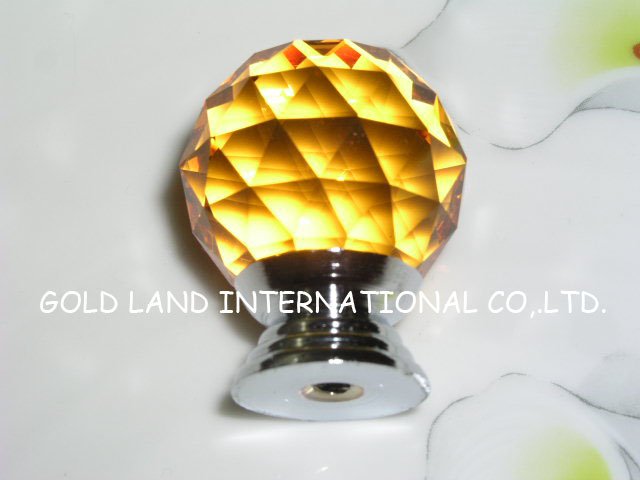 D30mm Free shipping amber crystal glass cabinet knobs /wardrobe knobs /drawer knobs