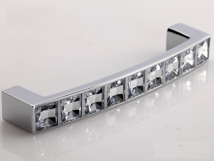 12PCS/DOZEN New Products Clear K9 Crystal Modern European Drawer Cabinet Door Handles (C.C.:128mm,Length:142mm)