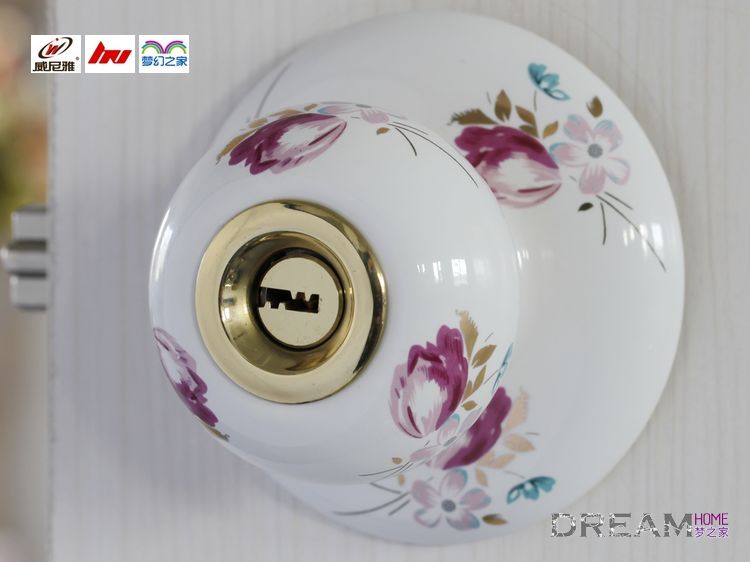 23SB-T golden ceramic knob locks with tulip pattern for bedroom/kitchen door