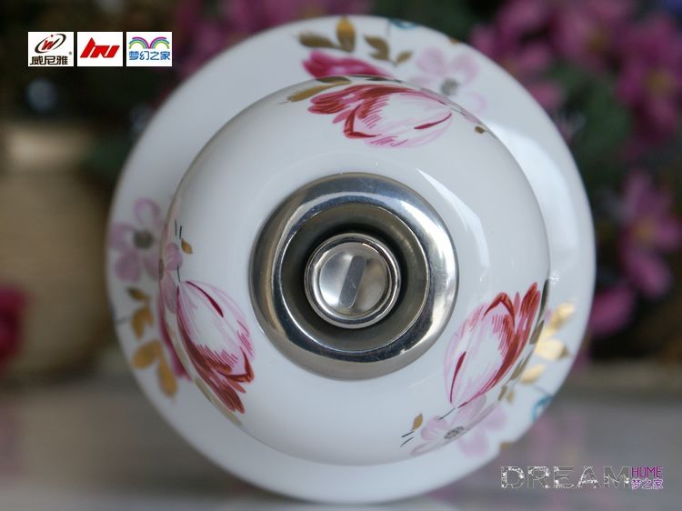 23SS-T silvery ceramic spherical locks with tulip pattern for bedroom door