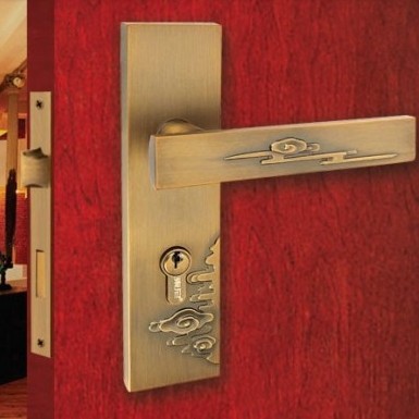 Chinese antique LOCK ?Yellow bronze Door lock handle door levers out door furniture door handle Free Shipping(3 pcs/lot) pb40