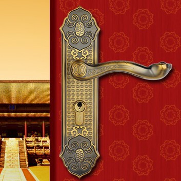 Chinese antique LOCK Yellow bronze Door lock handle door levers out door furniture door handle Free Shipping(3 pcs/lot) pb50