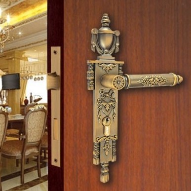 Modeled after an antique LOCK Yellow bronze Door lock handle door levers out door furniture door handle Free Shipping pb60