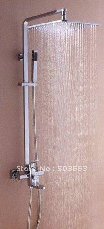 12" Big LED Square Shower Head Bathroom Rainfall Shower Faucet Set CM0578