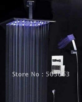 12" LED Shower Head Bathroom Rainfall Shower Complete Faucet Shower Set CM0563
