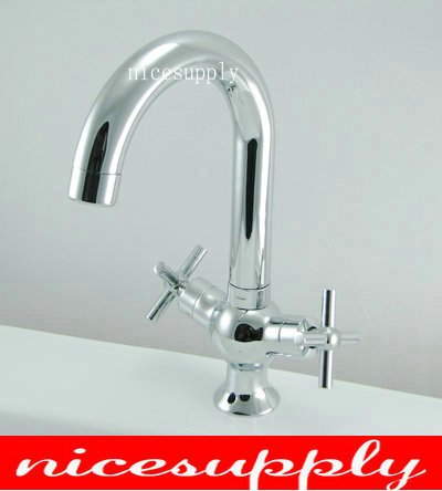 2 Handle Vessel Faucet Chrome Swivel Kitchen Sink Mixer Tap Vanity Faucet Z-006