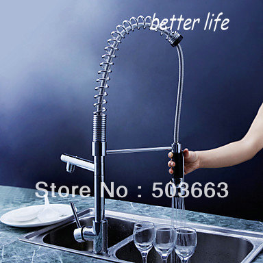 740 mm chrome double outlet vessel faucet kitchen sink mixer tap swivel pull out kitchen faucet L-197