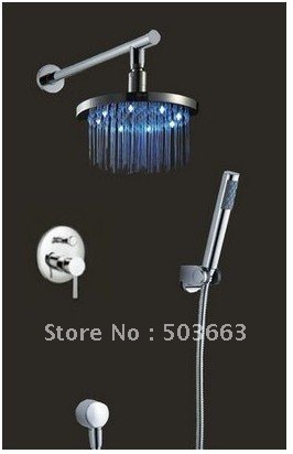 8" Round LED Shower Head Bathroom With Shower Hand Faucet Faucet Set CM0555