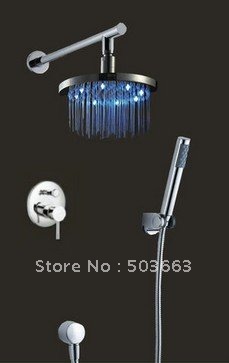 8" Round LED Shower Head Bathroom With Shower Hand Faucet Set CM0554