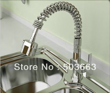 Basin&sink Swivel and Pull Out Spray Tap Mixer Kitchen Faucet Chrome Finish Kitchen Pull Out And Swivel Faucet L-1605