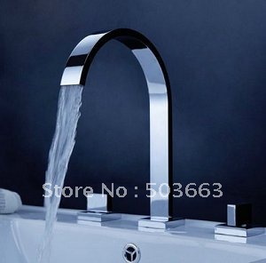 Bathroom Deck Mounted Bathroom Tap Sink or Bathtub Faucet Chrome CM0377