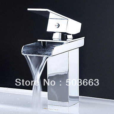 Brand New Bathroom Basin Faucet Sink Tap Brass Mixer Chrome Brass Waterfall Faucet L-0014