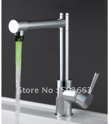 Brass 3 Colors Polished Chrome LED Bathroom Basin Sink Mixer Tap Faucet CM0244