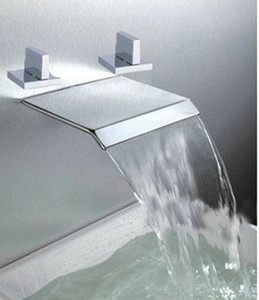 Chrome 3pcs Bathtub Basin Sink Waterfall Spout Mixer TAP Faucet SET LIQUN174