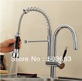 Double Spouts Brushed Nickel Bathroom Basin Sink Mixer Tap CM0194