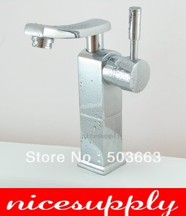 Durable Solid Brass Single Handle Chrome Finish Bathroom Basin Sink Mixer Tap Faucet L-1588