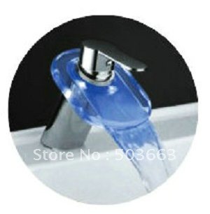 Ellipse Glass Waterfall LED Bathroom Basin Sink Mixer Tap Faucet CM0229