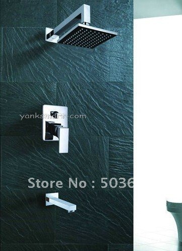 Fashion 8" Rainfall Shower head+ Arm + Control Valve+ Bath Spout Shower Faucet Set CM0621