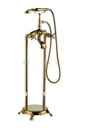 Floor Mounted Luxury Telephone Golden Polish Bathtub Mixer Tap Faucet CM0551