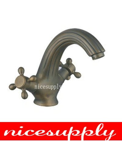 Free shipping antique brass faucet b636 basin sink Mixer tap two handle