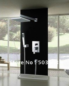 Hot Sell 12" Bathroom Rainfall Shower head+ Arm + Hand Spray+Valve Shower Faucet Set CM0591