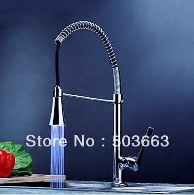 Kitchen Led Faucet Swivel Spout Sink Pull Out And Down Spray Tap Faucet Mixer Sink Faucet L-216