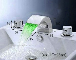 LED 3 Colors Brass Classic Style Beautiful Deck Mounted B&S Tap Mixer Faucet CM0389