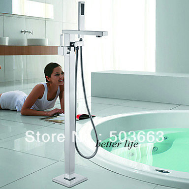 Luxury Single Lever Floor Mounted Bathtub With Handheld Shower Faucet X-016