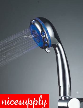 NO Battery Water Powered 3 Colors LED faucet bathroom handheld shower b8151
