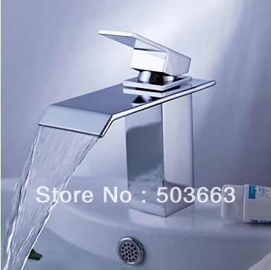 New Design Waterfall Bathroom Basin Mixer Tap Chrome Bath Basin Faucet Sink Faucet Vessel Mixer Brass Tap L-0144