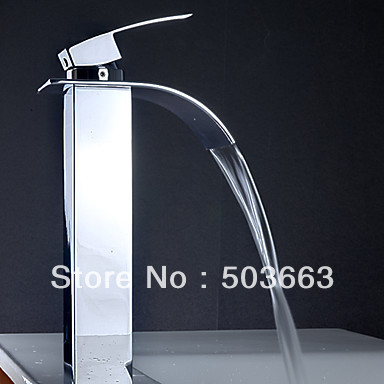 Newly Chrome Bathroom Basin Sink Chrome Mixer Tap Waterfall Faucet Brass Mixer L-211