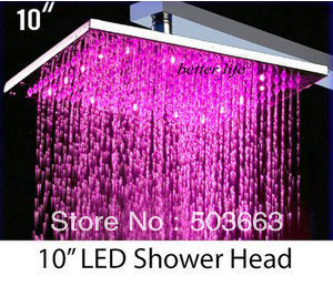 Nice 10 Inch Chrome Shower LED Faucet Mixer Tap Bathroom Shower With Arm Vanity Faucet L-1502