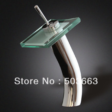 PRO Deck Mount Basin Faucet Thermostatic Chrome Glass Bathtub Waterfall Tap HK-011