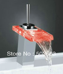 Pro bathroom mixer tap single handle polished chrome glass waterfall basin faucet HK-202