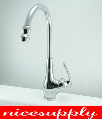 deck mounted single handle vessel faucet chrome swivel kitchen sink mixer tap b504